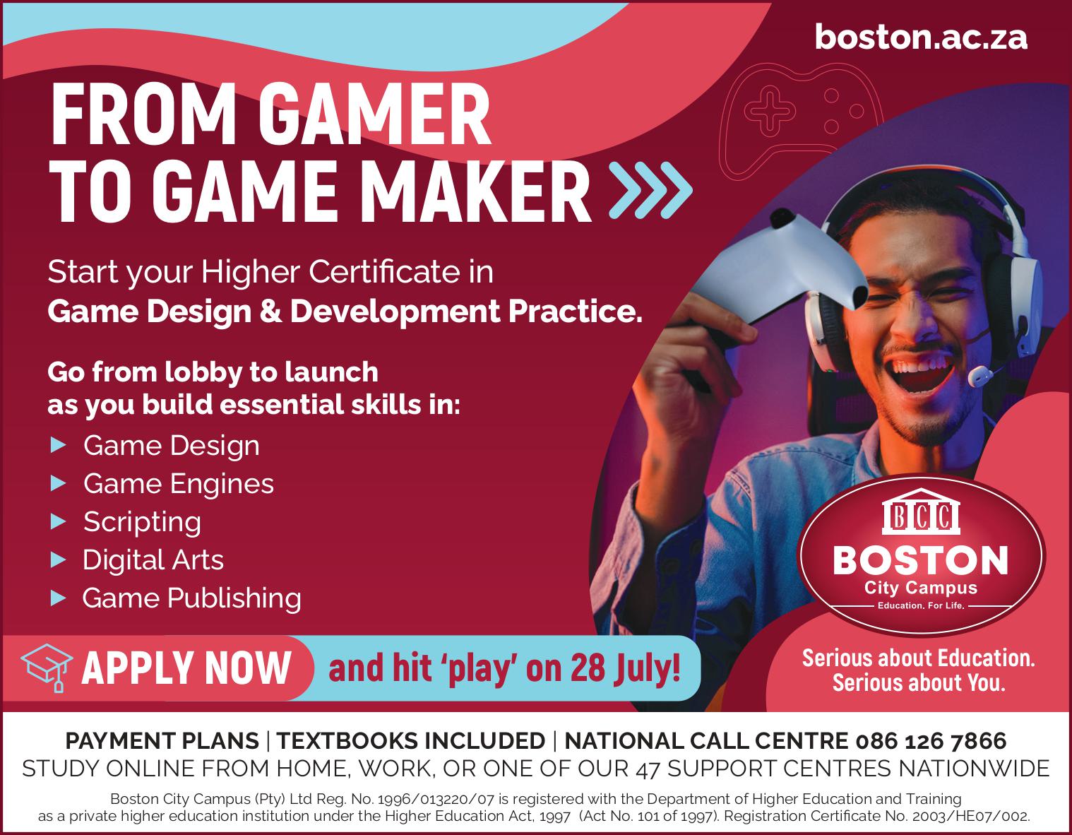game design higher certificate