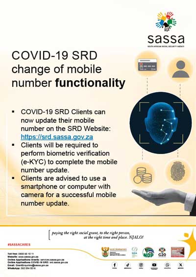 SRD grant change phone number