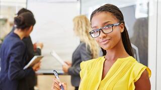 student completing an internship