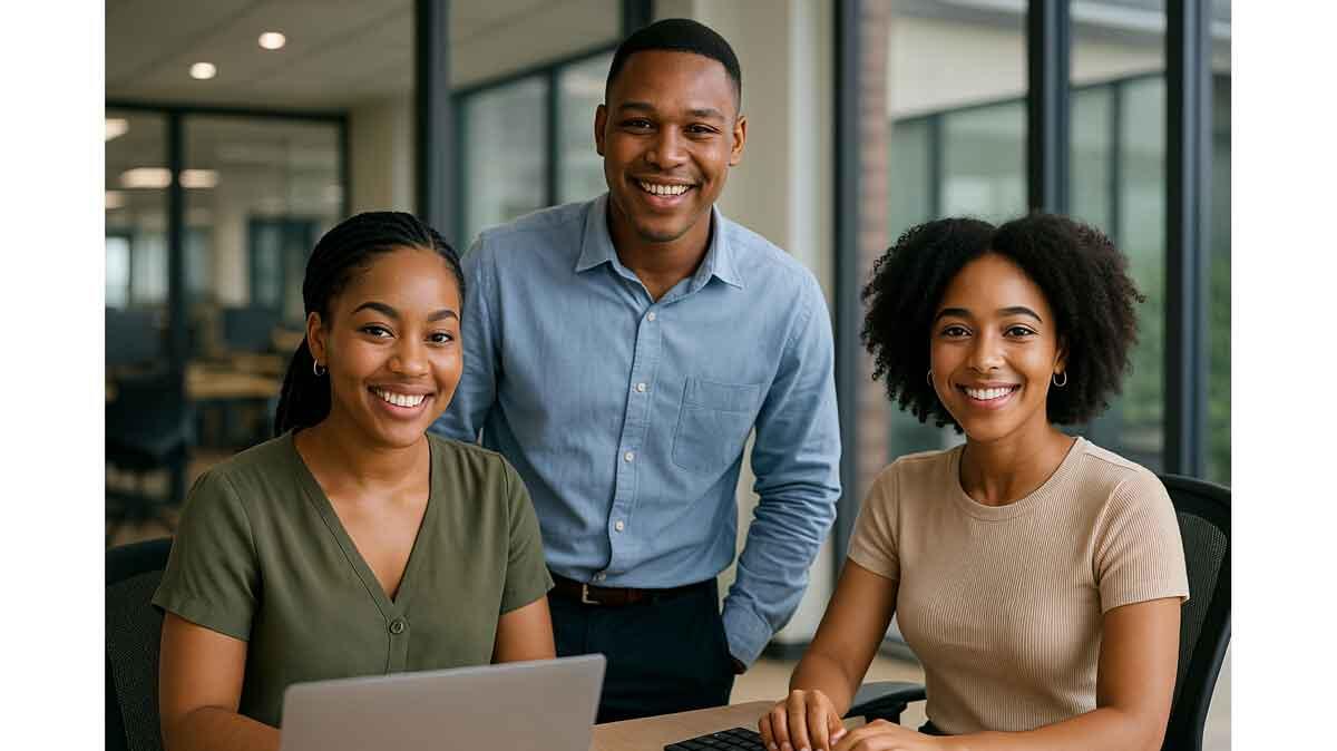 Young people at work