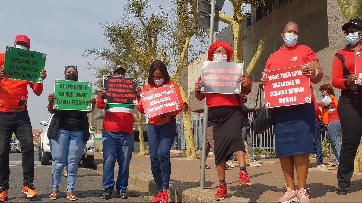 Sadtu members protest over school racism 