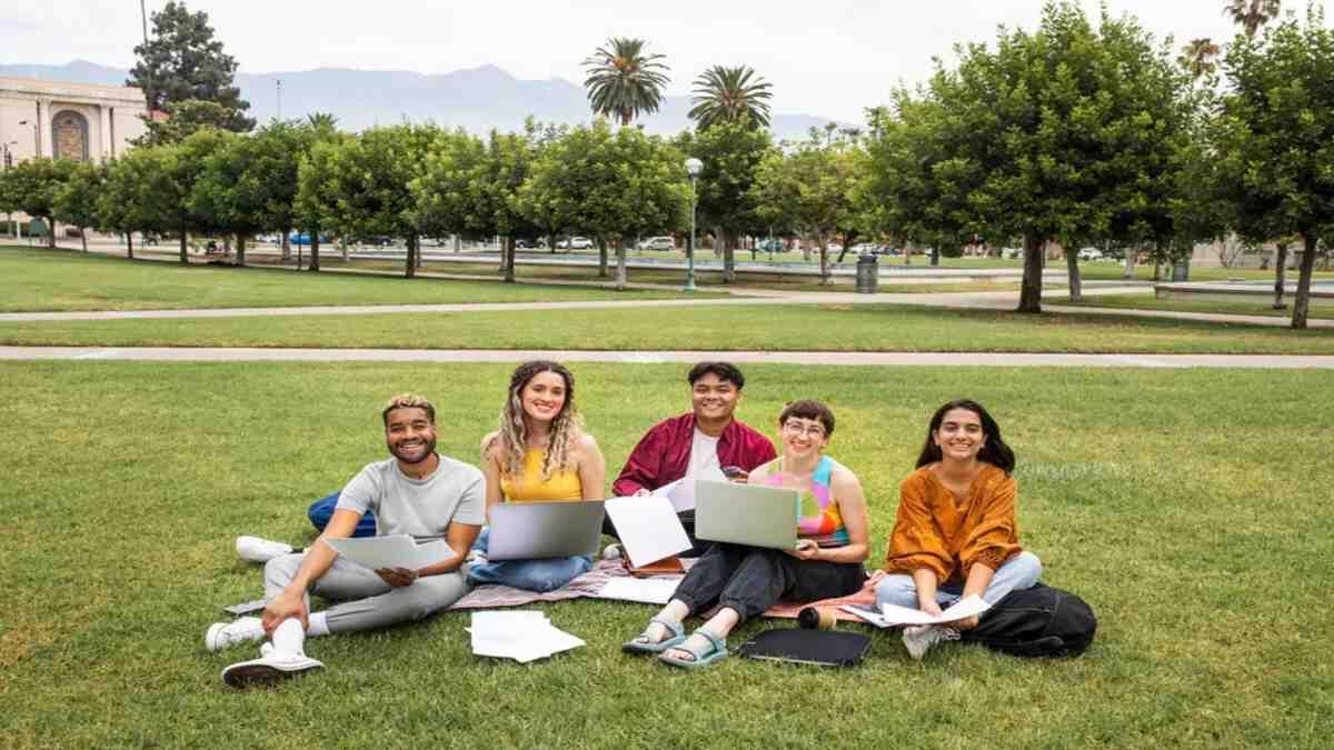 TVET college students sitting on campus