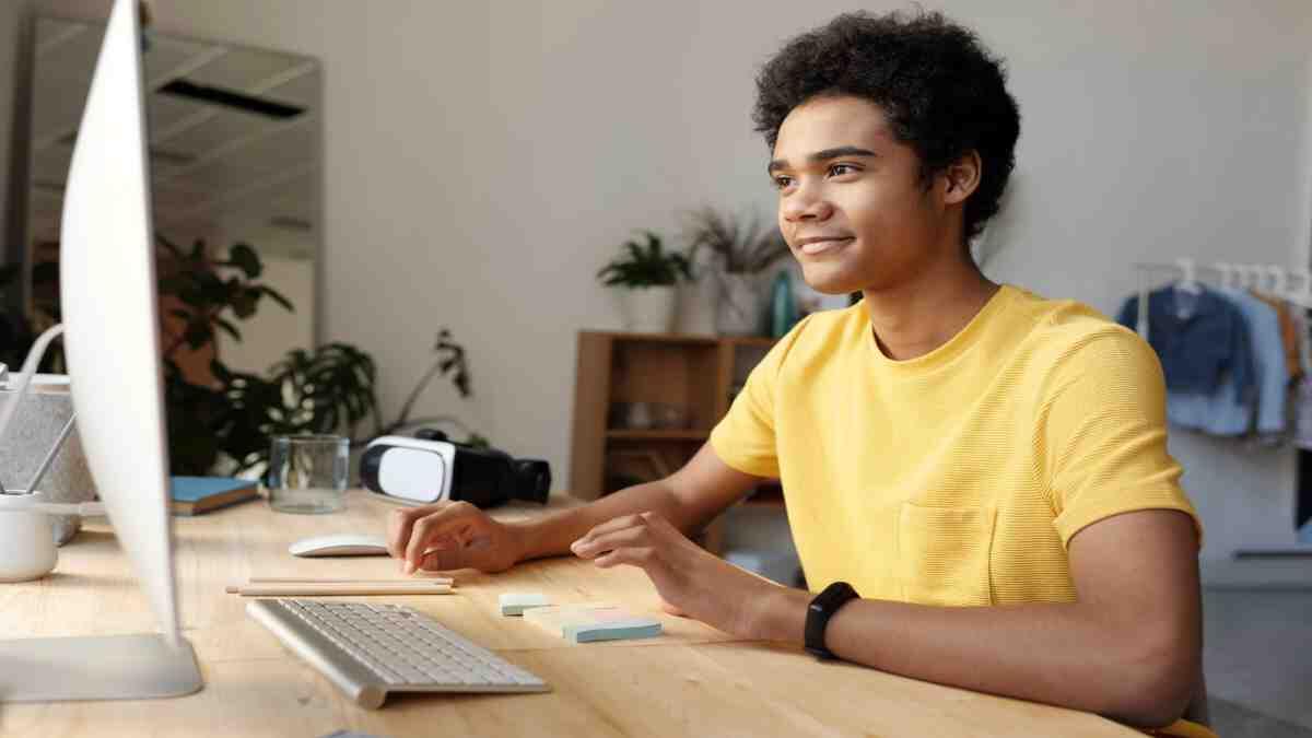 College student studying online