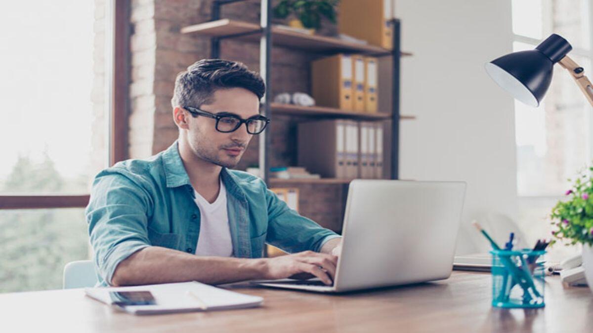 student studying online