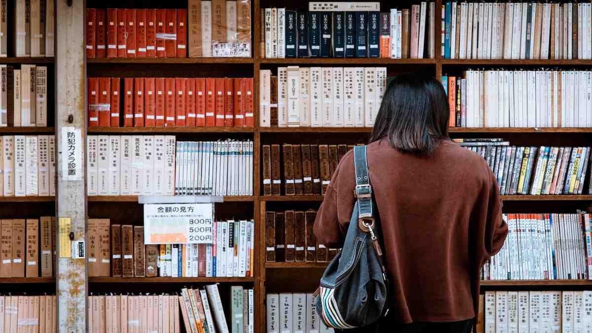 University student in the library