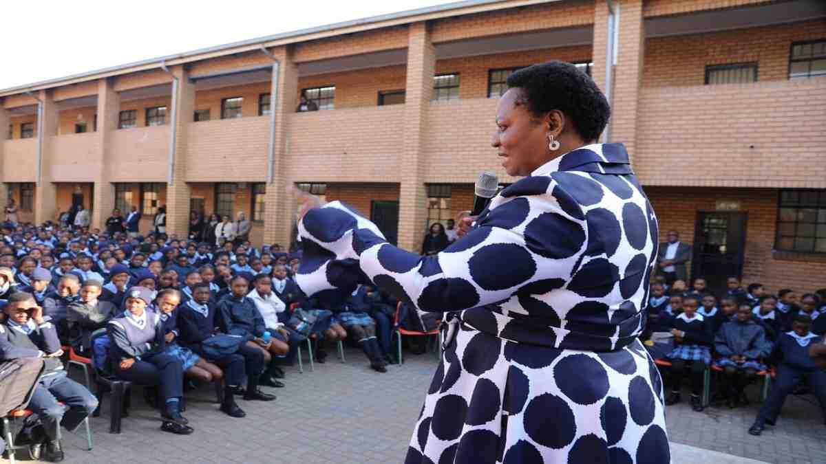 Education officials visit South African school learners