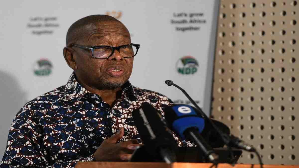 Minister Blade Nzimande speaking at a media briefing