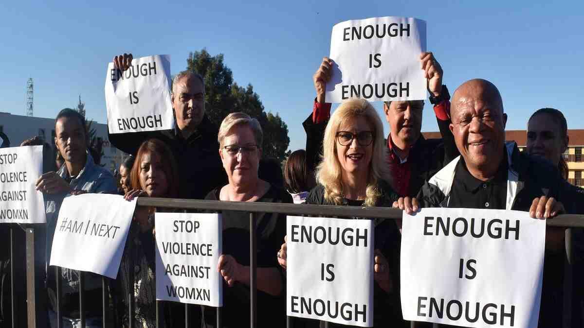 South Africans protesting against gender-based violence 