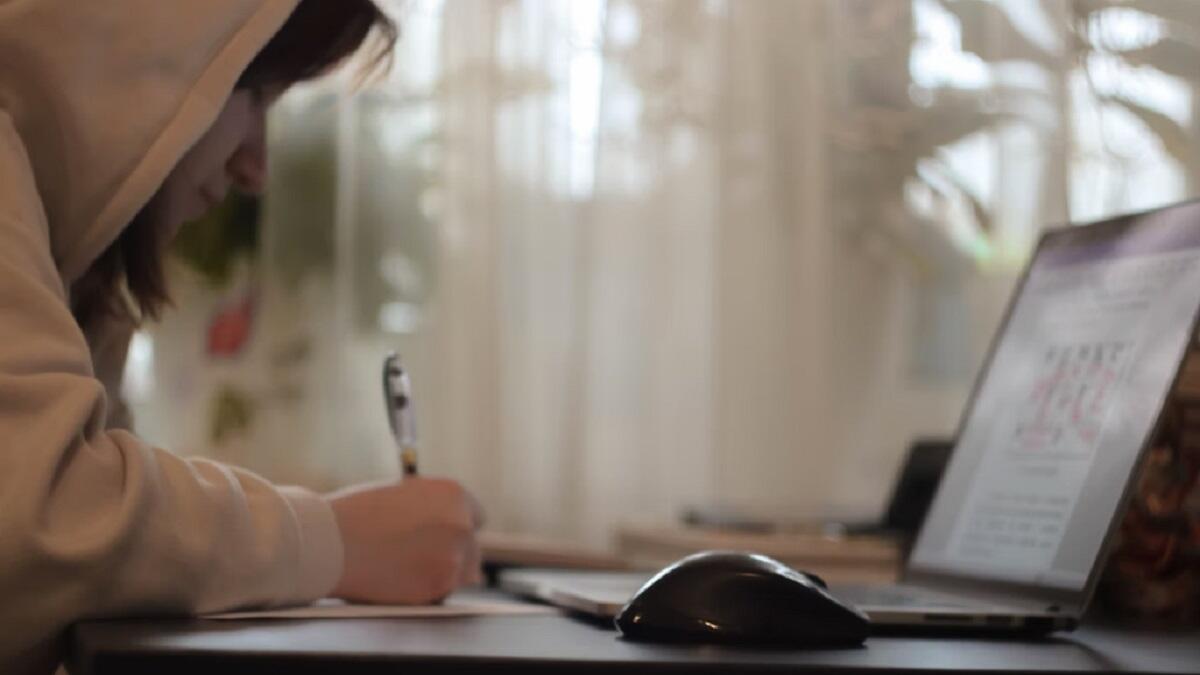Student doing a design past paper