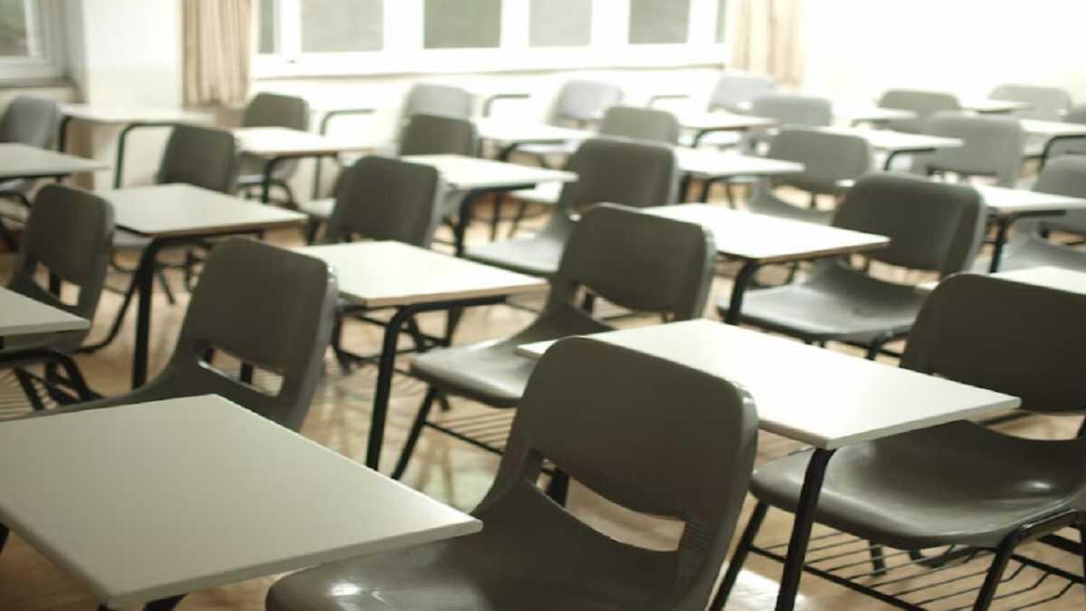 an empty classroom used as an exam venue