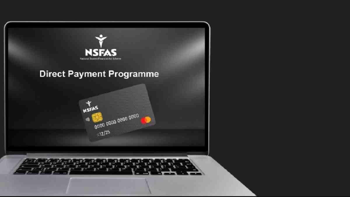 A laptop showing the NSFAS Mastercard 