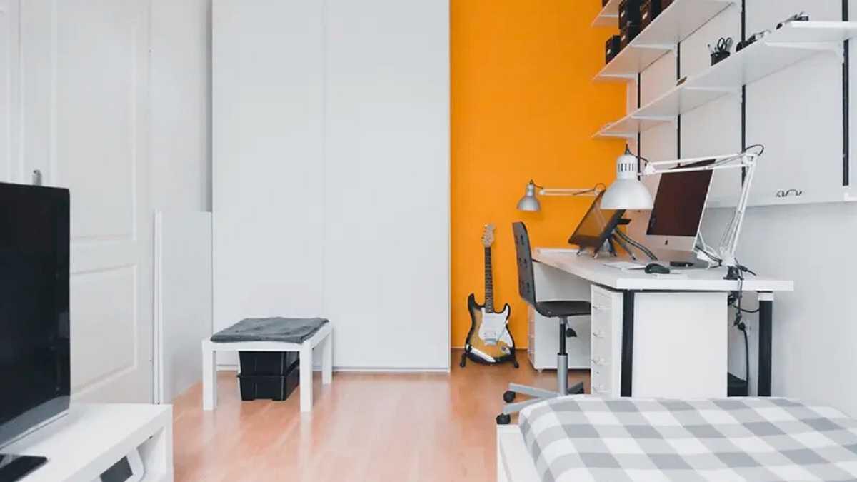 A fully-furnished university residence room