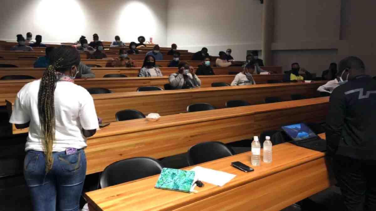 students in the lecture hall of one of South Africa's public universities