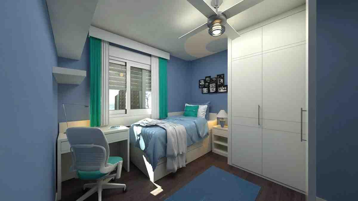 Blue and green bedroom