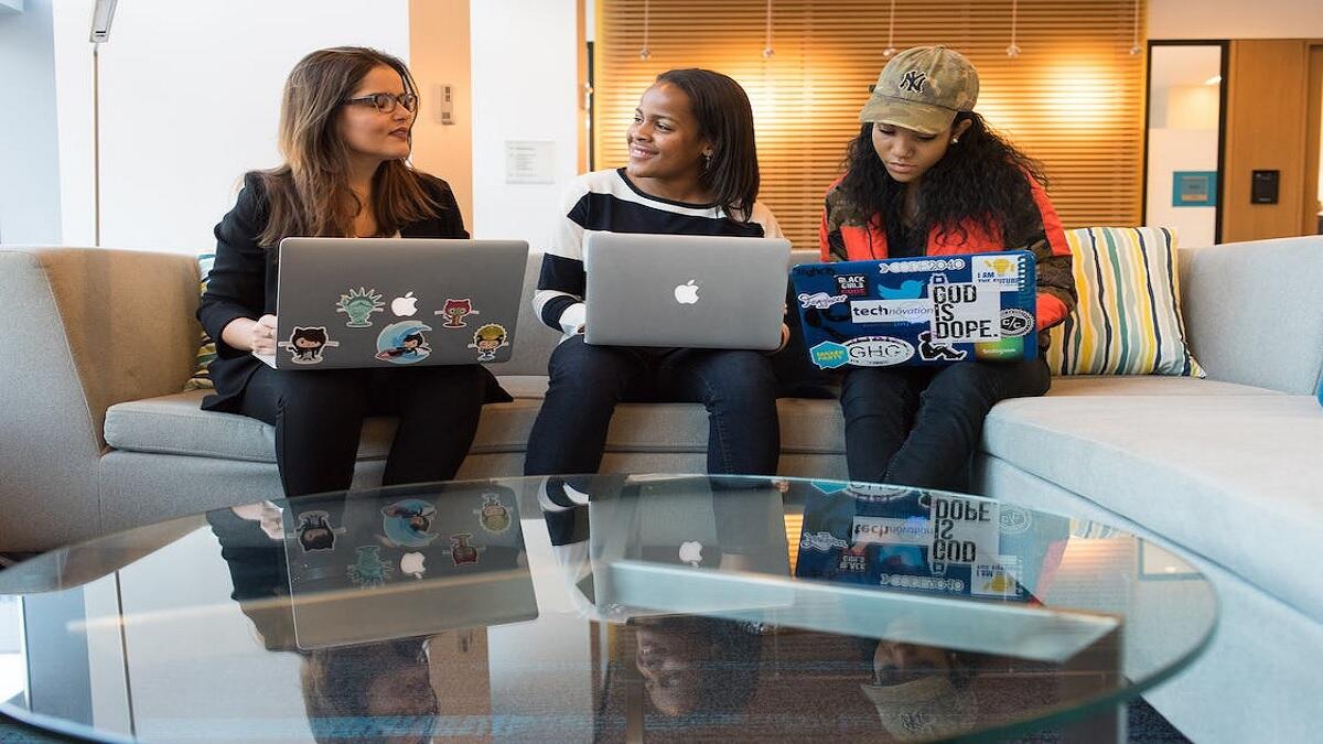 Group of females having a meeting