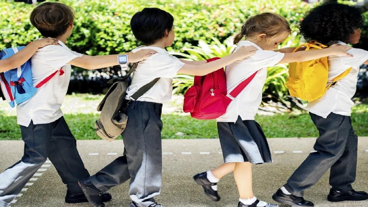 Primary school learners walking in a line