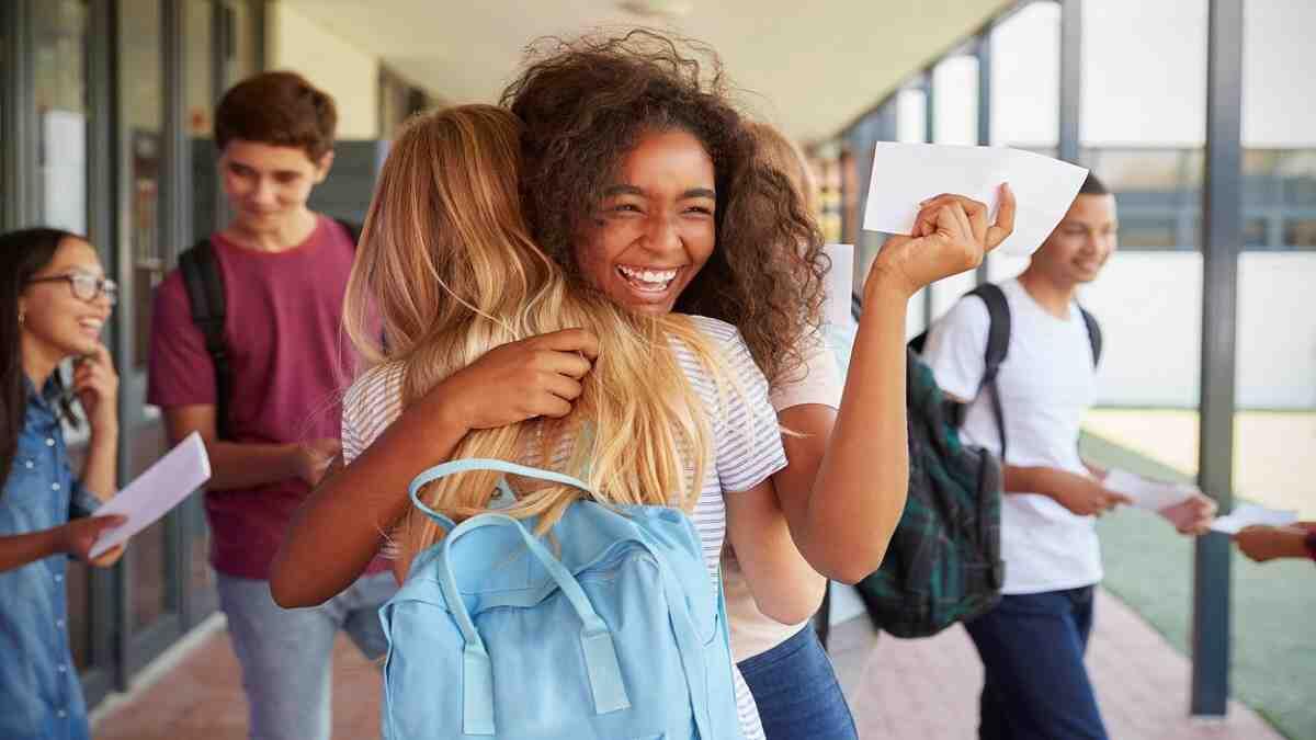 students getting their matric results