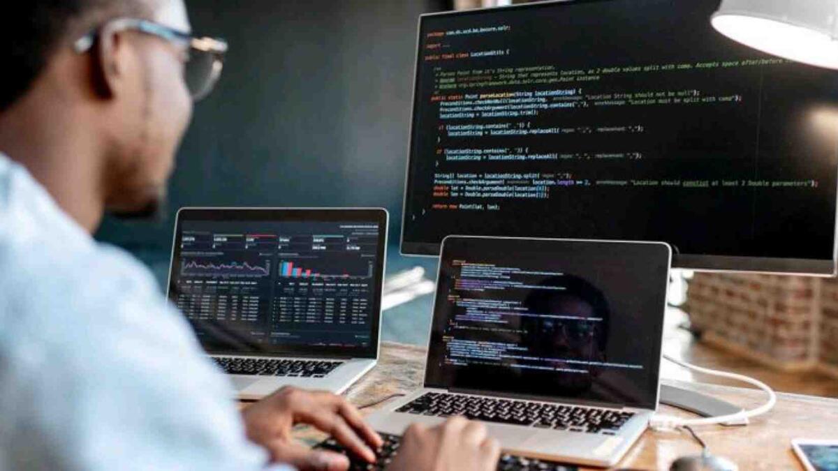 person doing an IT course
