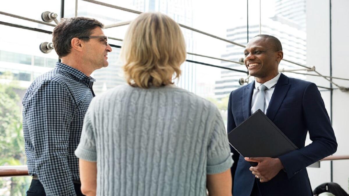 lawyer with clients
