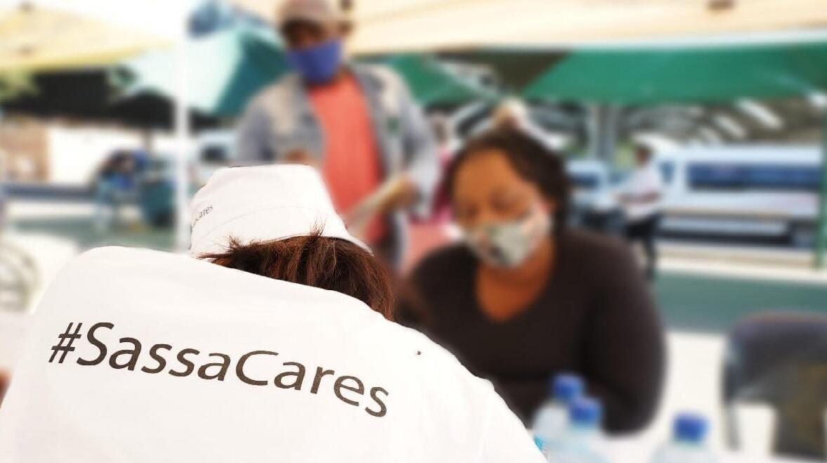SASSA employee wearing #SASSACares t-shirt 