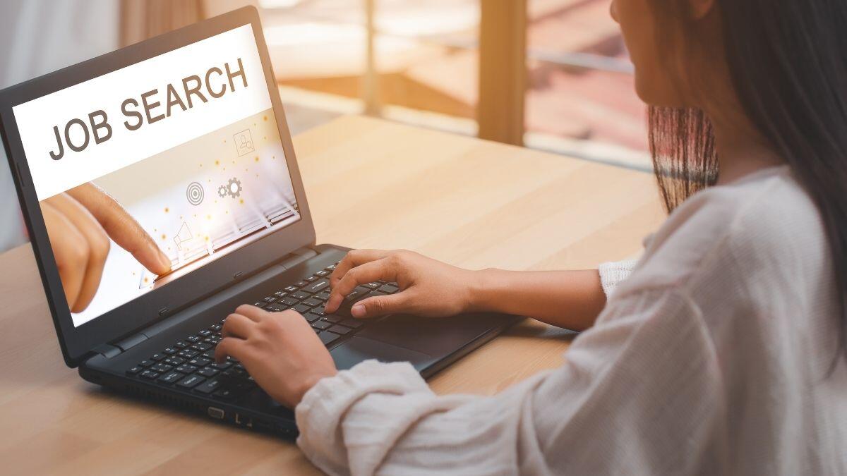 lady doing a job search on her laptop