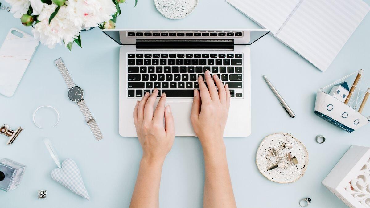 typing on a laptop