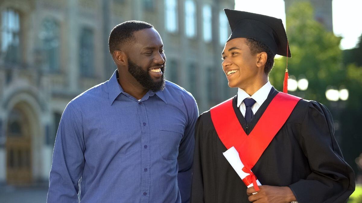 graduation photo with father