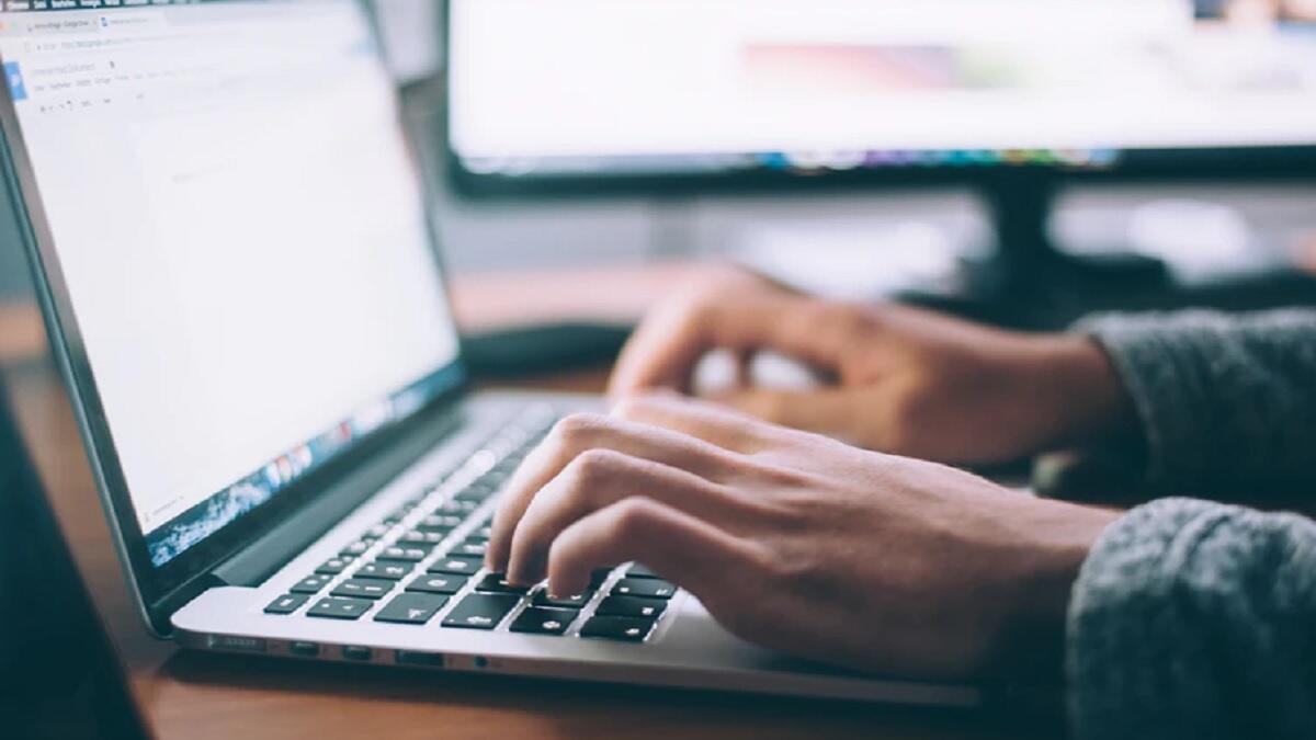 person doing computer course