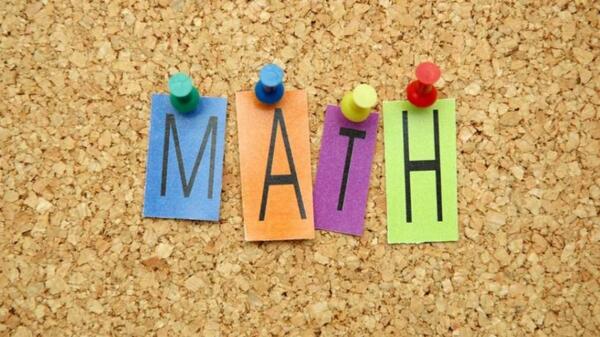 Maths word pinned to a board