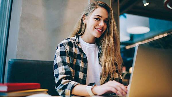 woman working on laptop