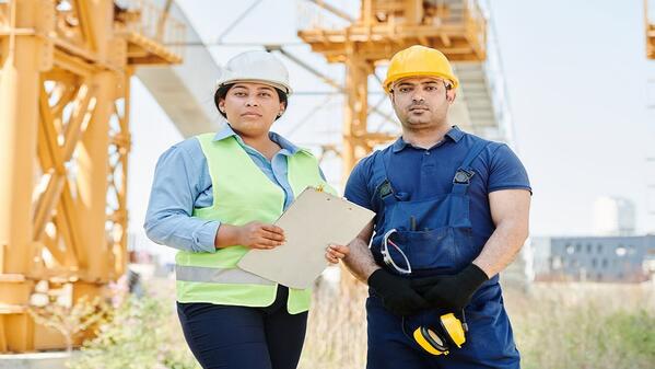 Colleagues working on an engineering project