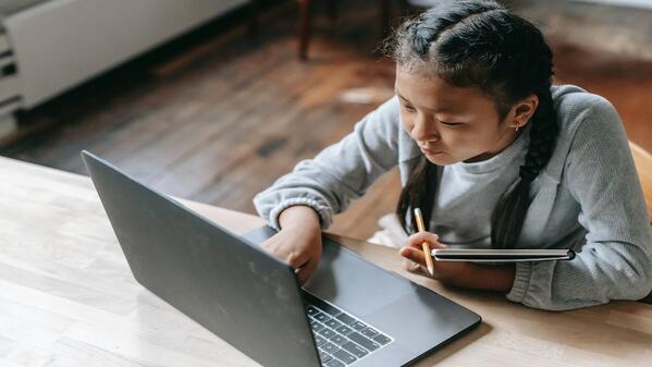 Student in front of laptop