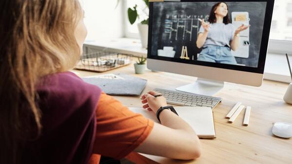 Learner in front of laptop