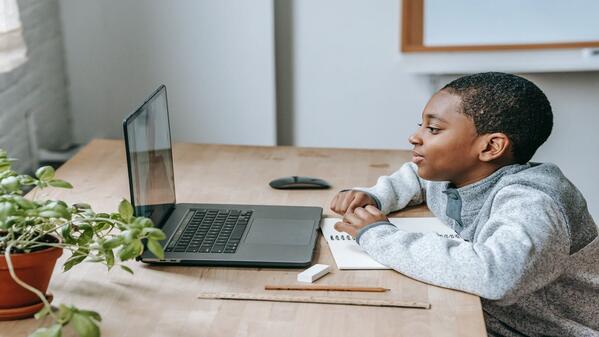 Children sitting in front of laptop
