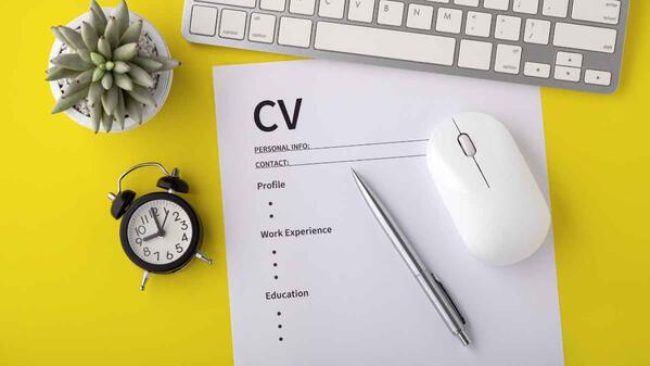 Person compiling a CV