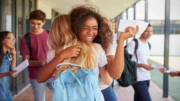 students getting their matric results