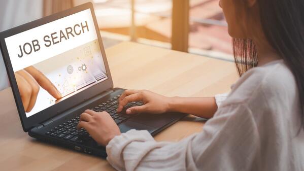 lady doing a job search on her laptop
